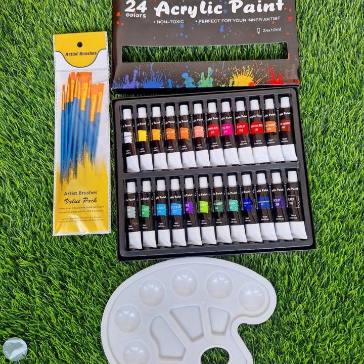 24pcs Acrylic Paint Set with Brushes
