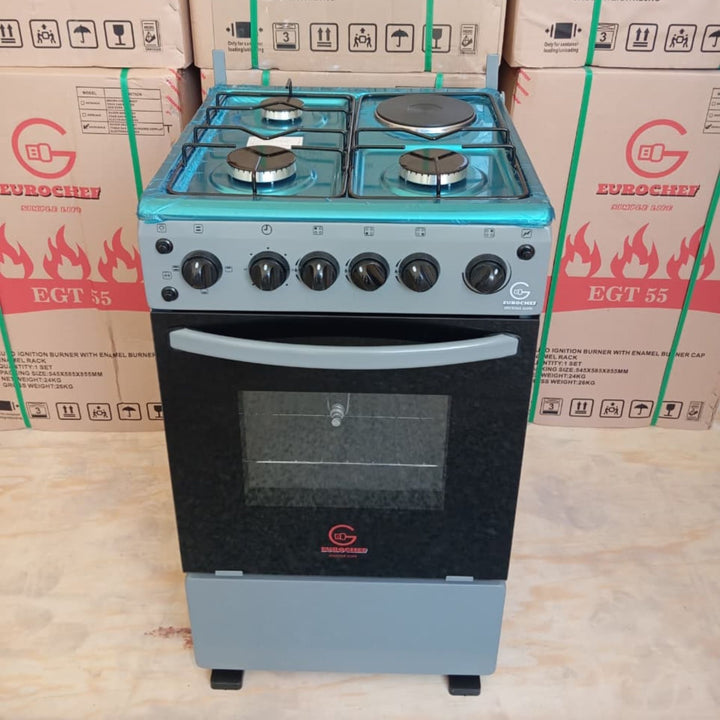 Eurochef Free Standing 3 Gas Burner + 1 Electric Cooker with Oven