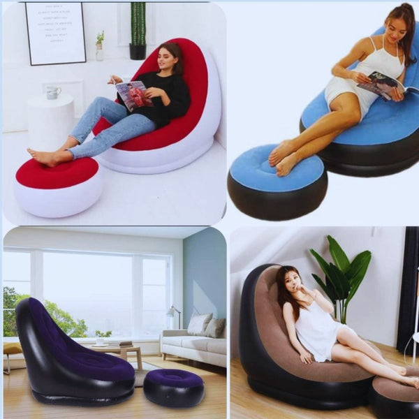 Inflatable Seat with Foot Rest and Manual Pump